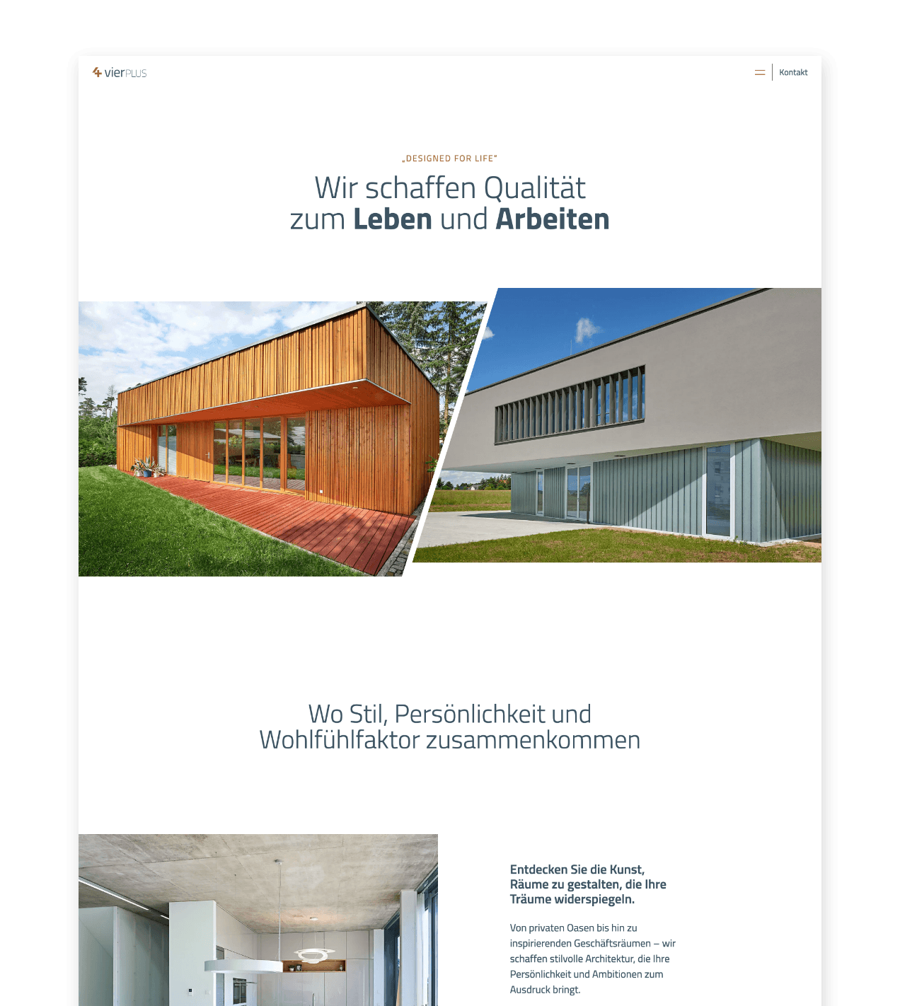 Ausschnitt der Webseite von vierPLUS Architekten